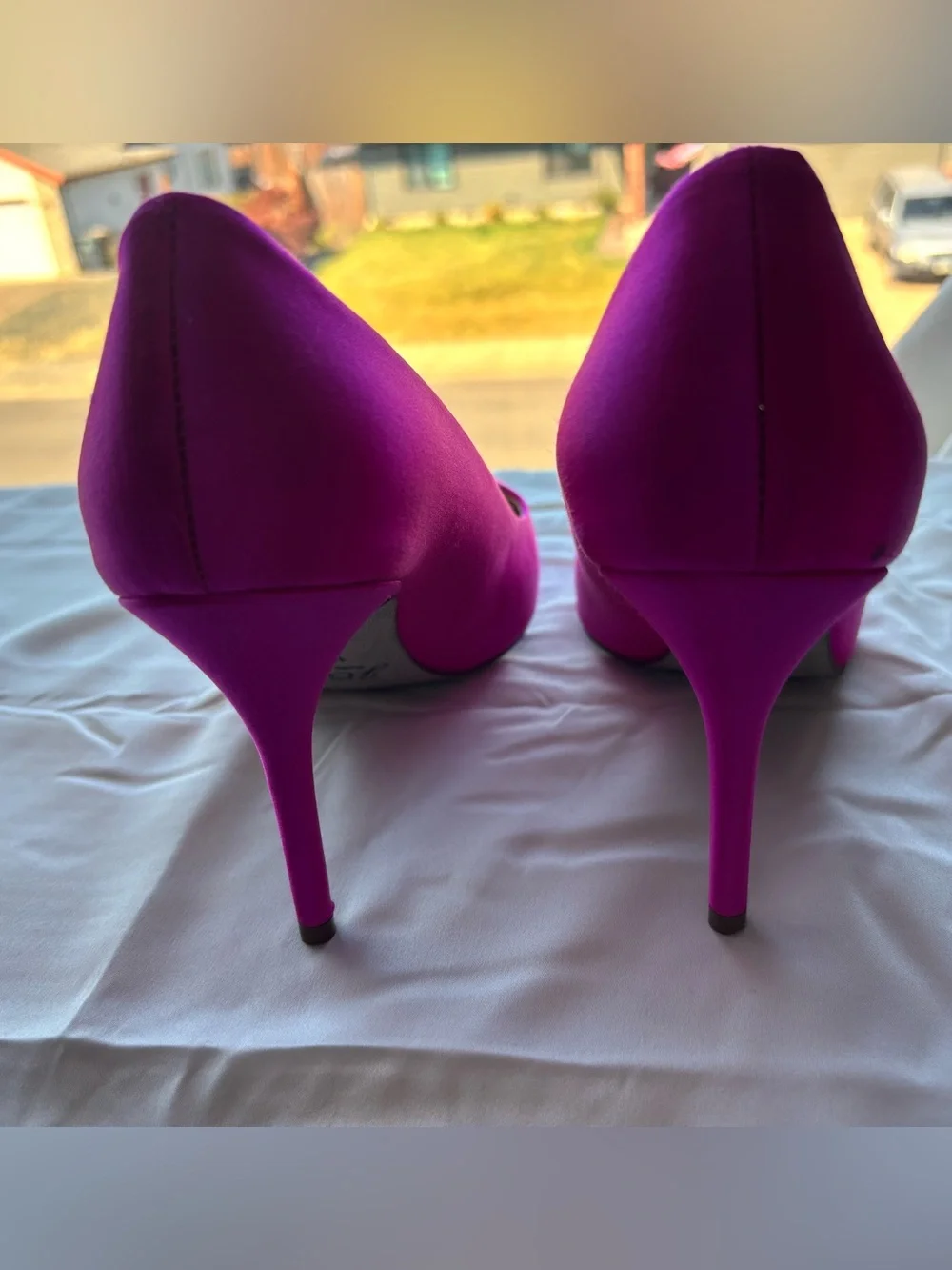 J. Crew Hot Pink Pointed Toe Pumps with Glitter Soles
